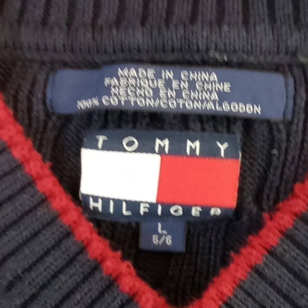 Vintage 90s Tommy Hilfiger Sweater Vest Navy Blue Men's Sz L EUC NICE!
